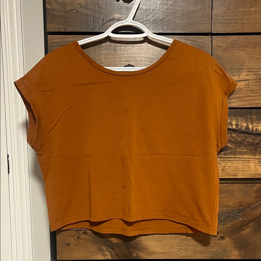 Zara Short Sleeve Boxy Tee in Rust Orange
